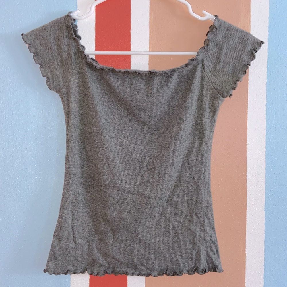 Hollister Grey Off the Shoulder Top